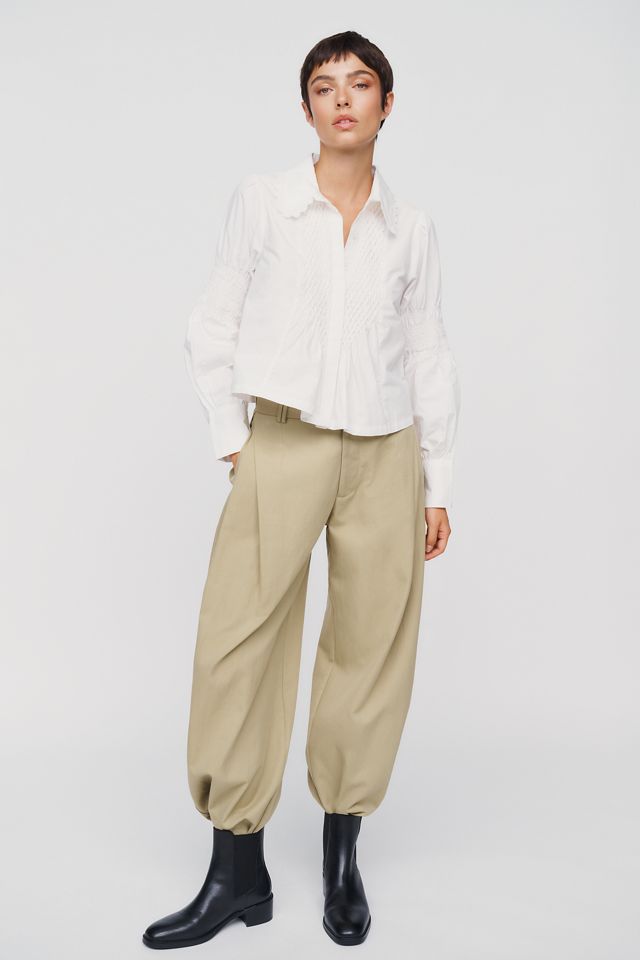 Maeve 100% Cotton Smocked Buttondown Shirt #2