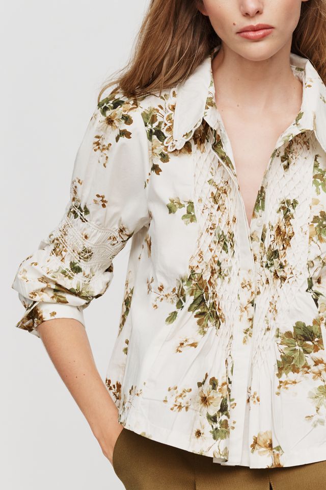 Maeve 100% Cotton Smocked Buttondown Shirt #2