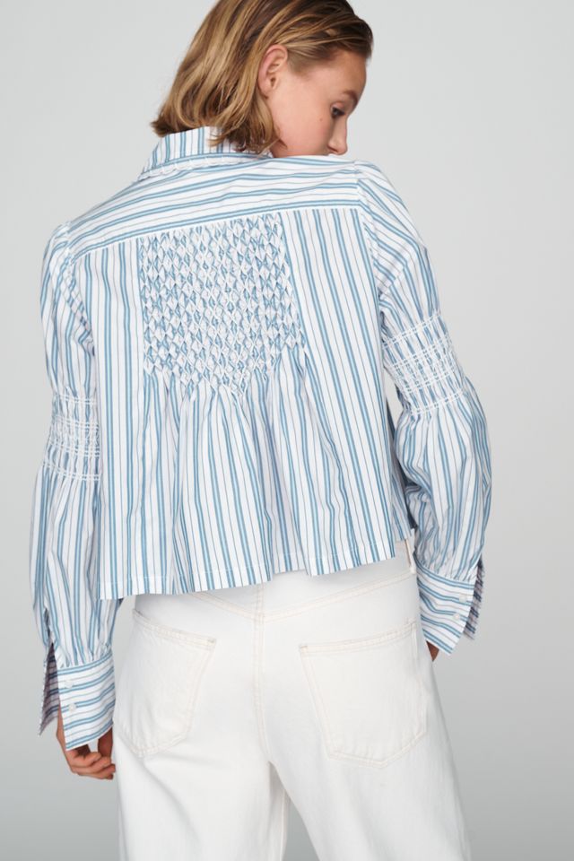 Maeve 100% Cotton Smocked Buttondown Shirt #2