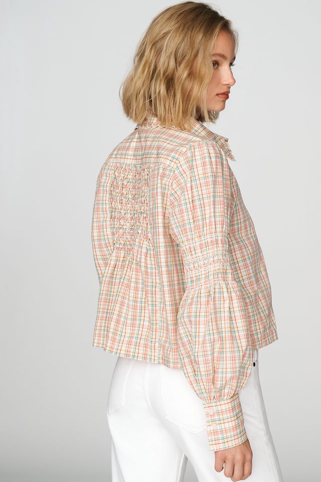 Maeve 100% Cotton Smocked Buttondown Shirt thumbnail 2