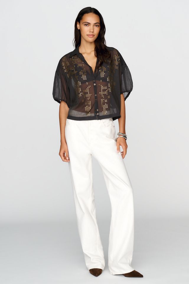 Pilcro Quincy Sheer Studded Blouse #2