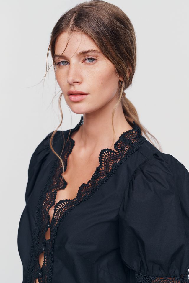 By Anthropologie 100% Cotton Lace Blouse #1