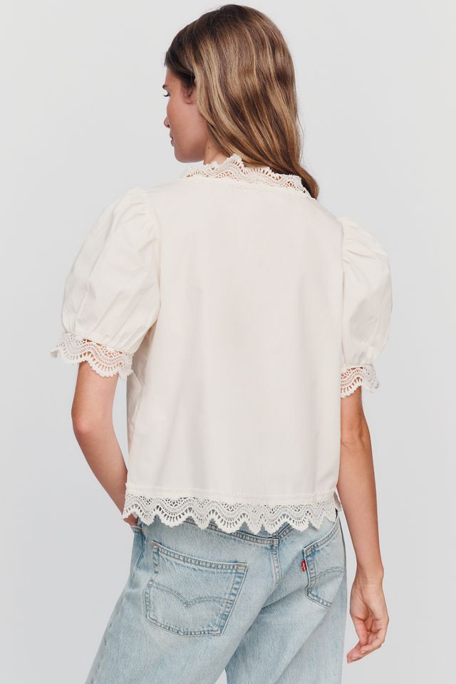 By Anthropologie Bluse aus 100% Baumwolle mit Spitzendetail #1