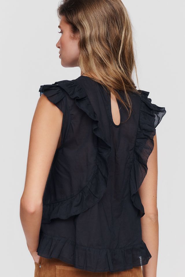 By Anthropologie 100% Cotton Ruffled Tank #3