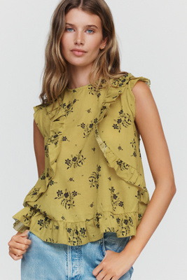 100% Cotton Ruffled Tank Top