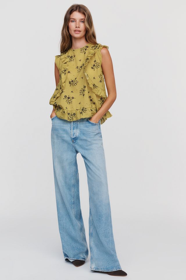 By Anthropologie 100% Cotton Ruffled Tank #3
