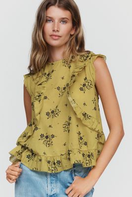 By Anthropologie 100% Cotton Ruffled Tank