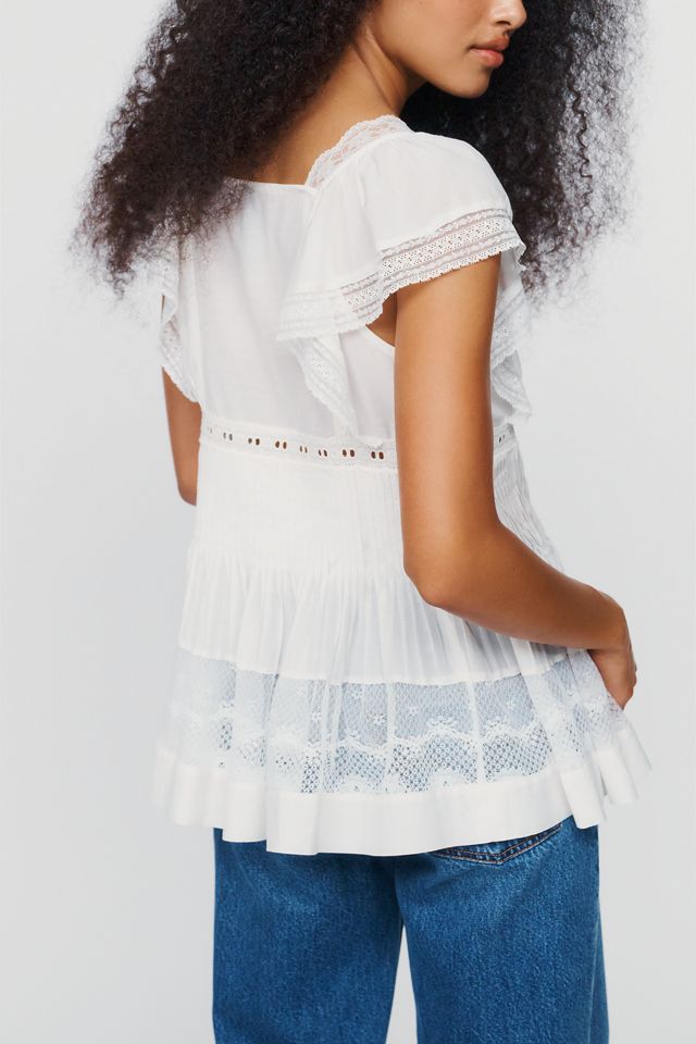 By Anthropologie Pintucked Lace Top #1