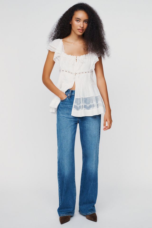 By Anthropologie Pintucked Lace Top #2