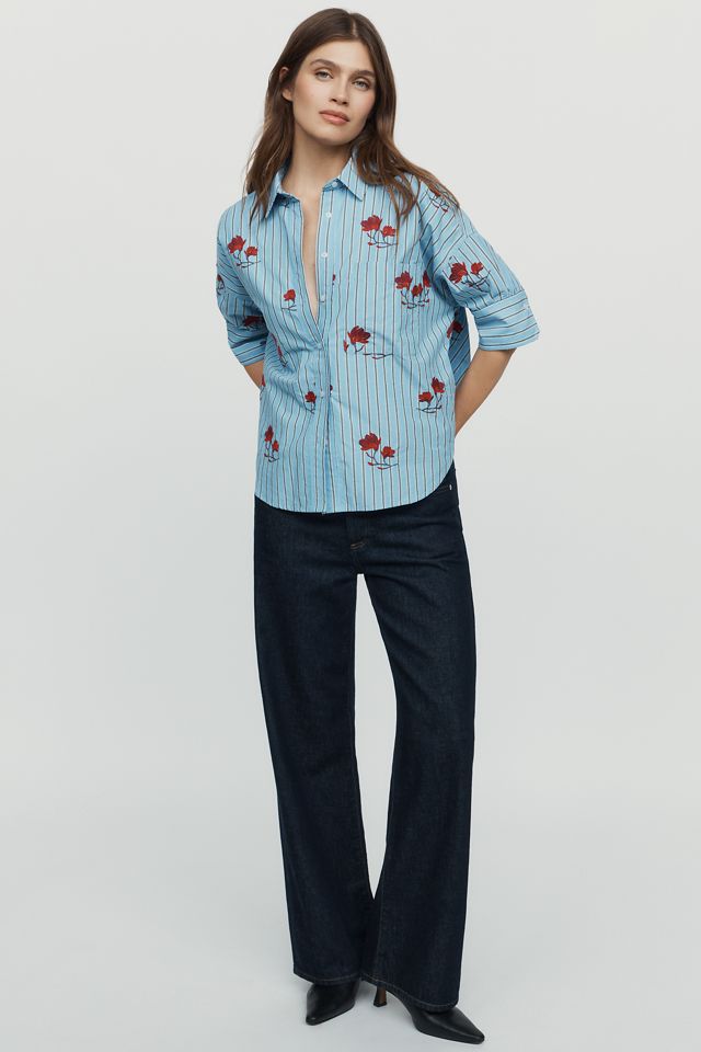 Maeve Mabel 100% Cotton Embroidered Buttondown Shirt #1