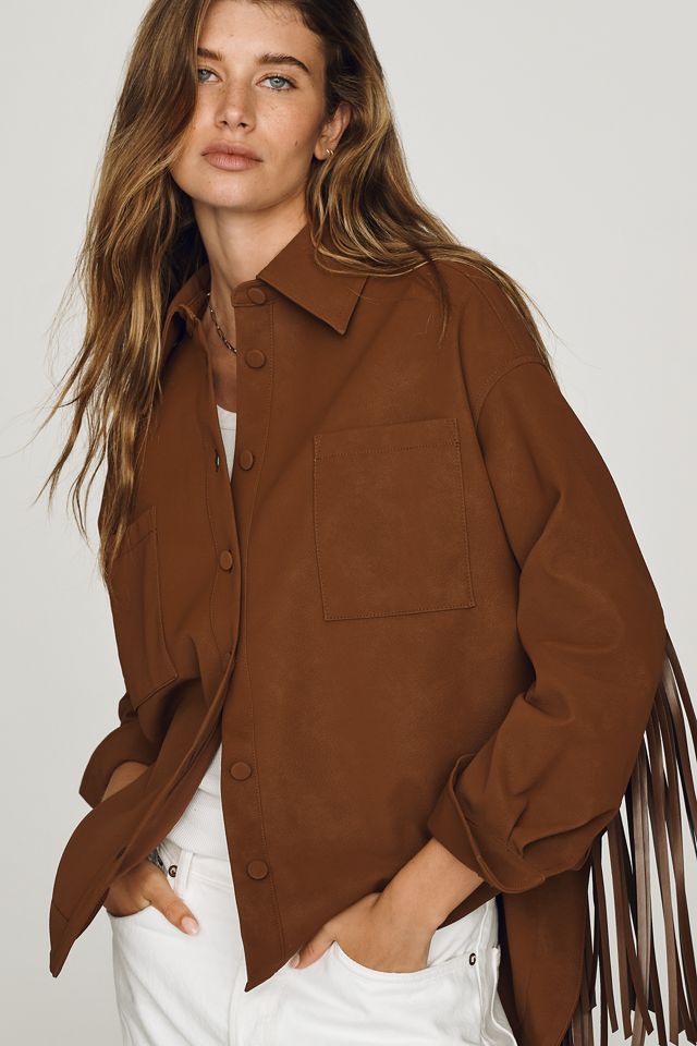 Camicia con Bottoni in Finta-Pelle Scamosciata con Frange Siempre #2
