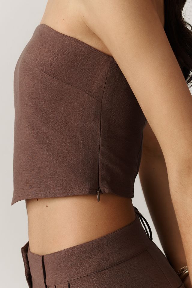 4th & Reckless Macie Linen-Blend Strapless Crop Top #3