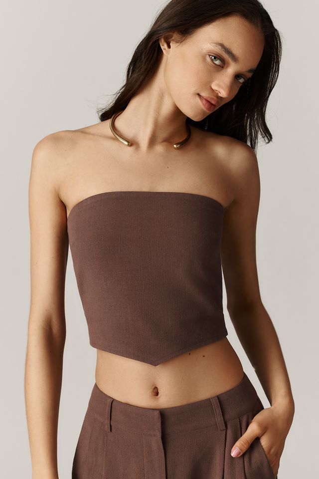 4th & Reckless Macie Linen-Blend Strapless Crop Top #1