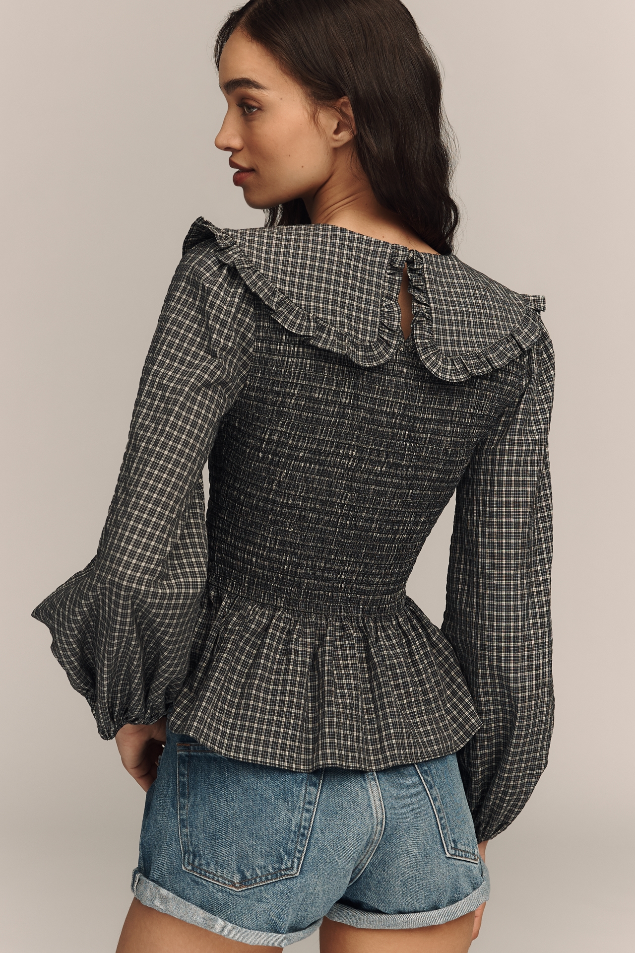 RAISONNEL Long-Sleeve Peter Pan Blouse