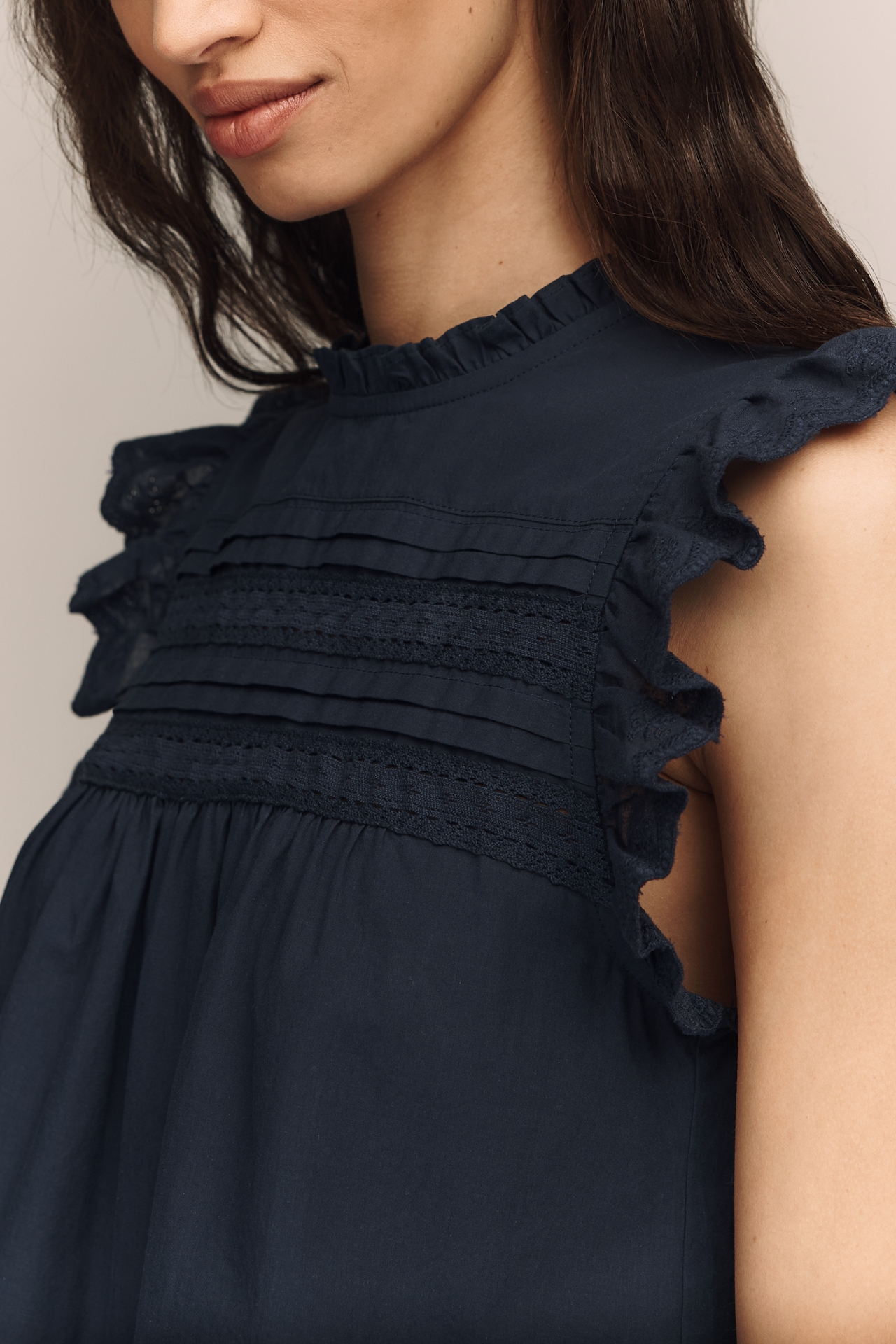 RAISONNEL Lace Panel Blouse