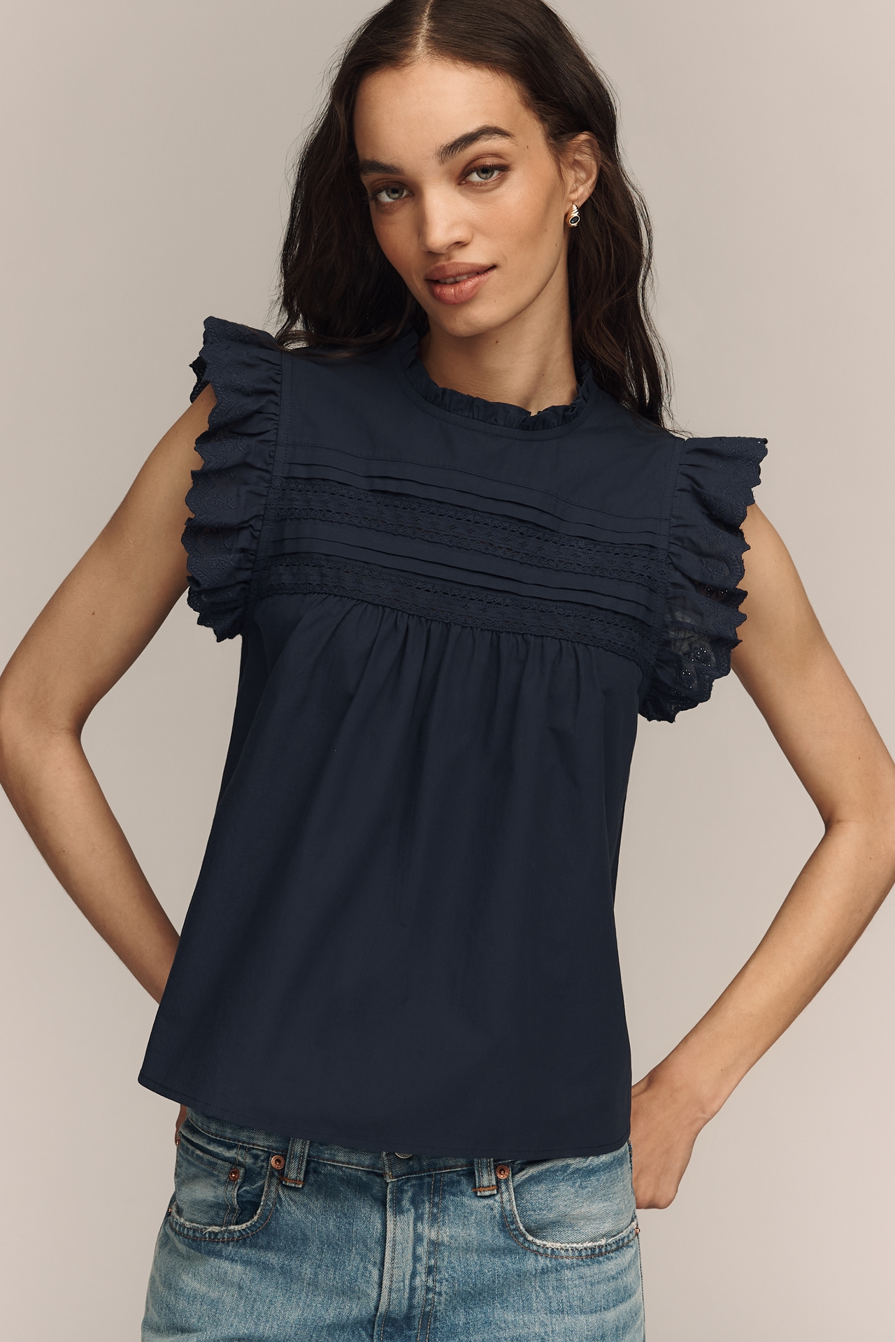 RAISONNEL Lace Panel Blouse