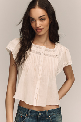 【新品・正規品】CLANE PINTUCK CROPPED BLOUSE RAISONNEL Cotton Pintuck Blouse | Anthropologie