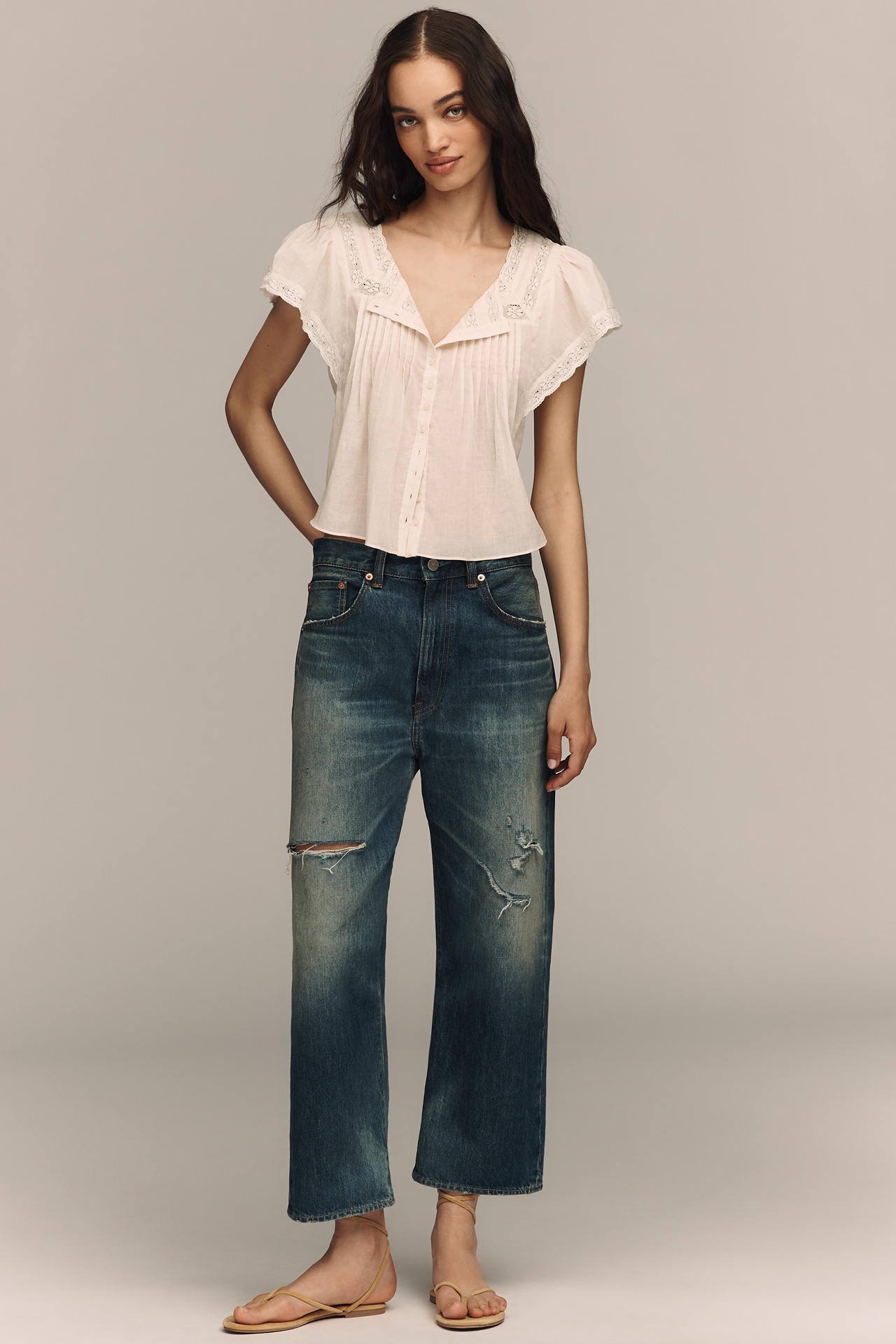 RAISONNEL Cotton Pintuck Blouse
