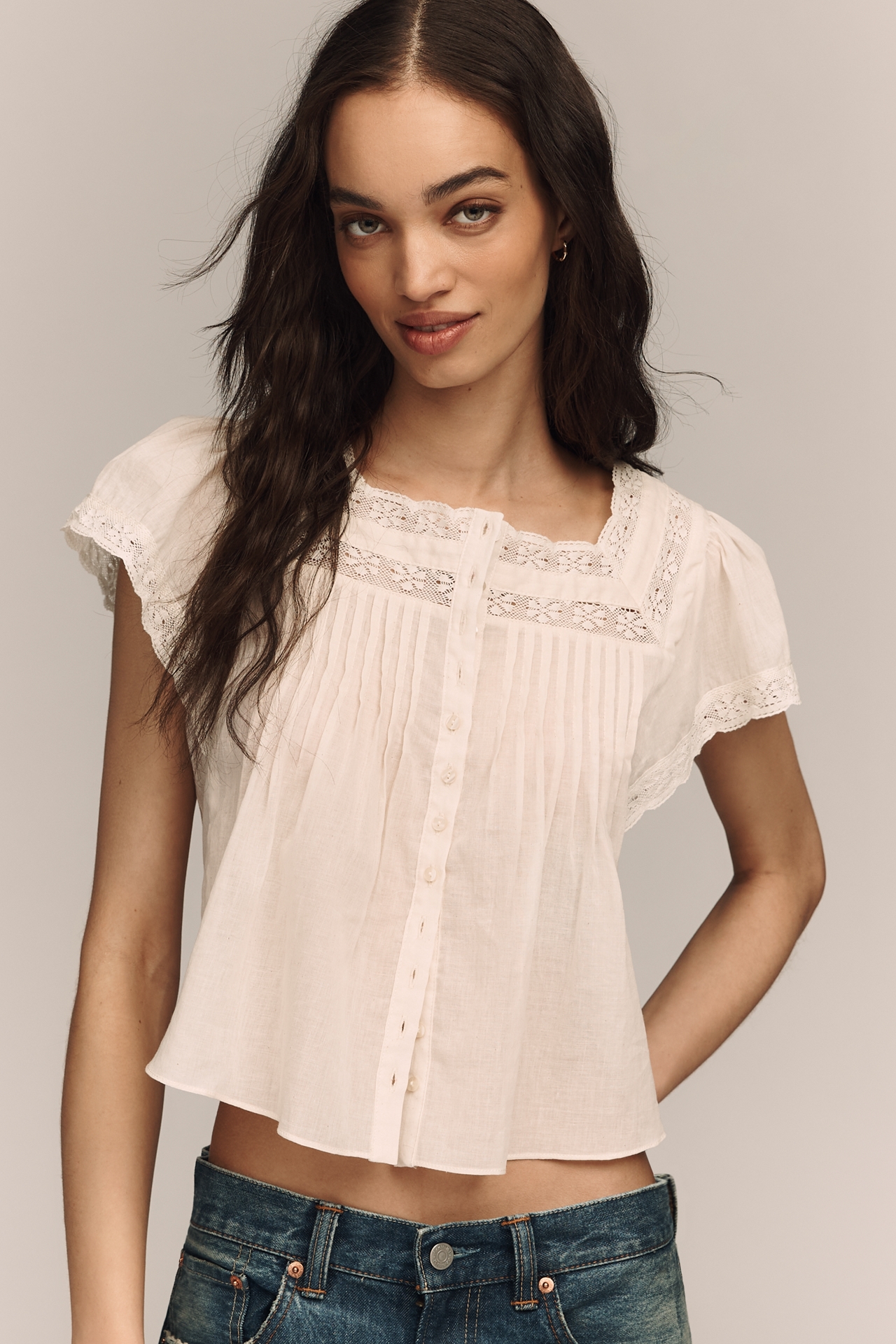 RAISONNEL Cotton Pintuck Blouse