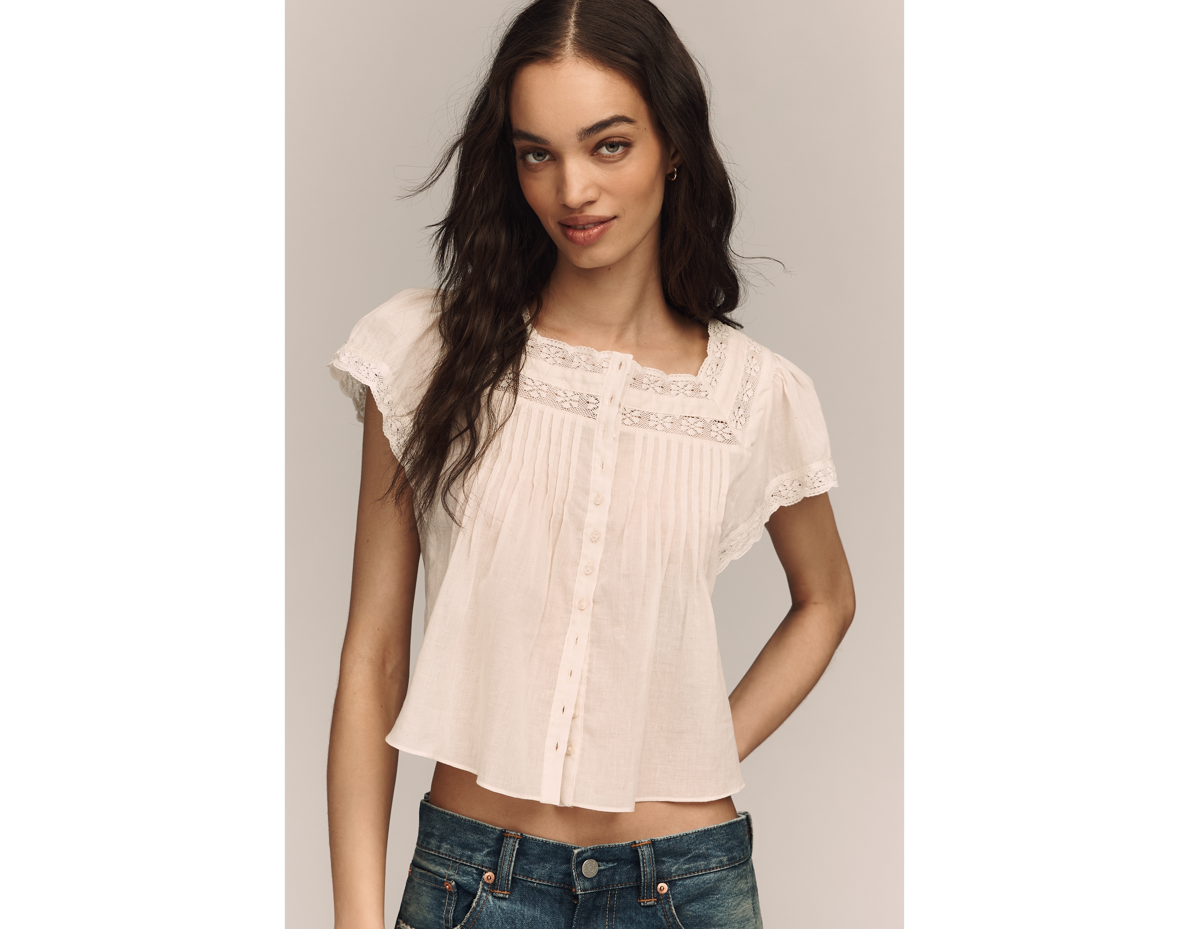 RAISONNEL 100% Cotton Pintuck Blouse