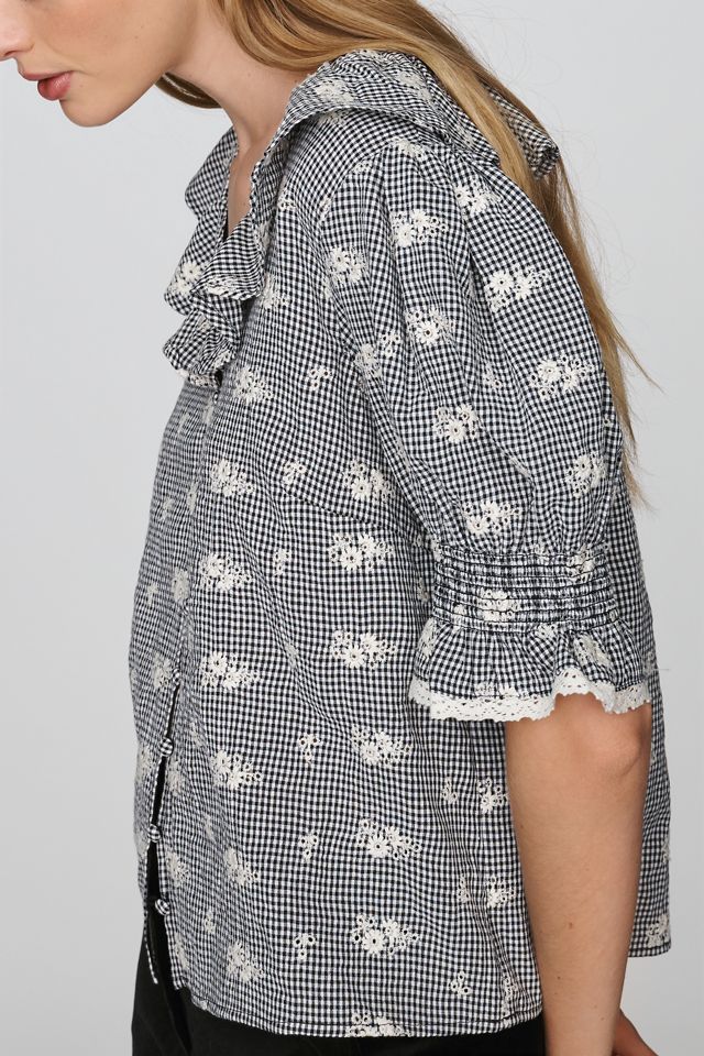 RAISONNEL Embroidered Ruffle Blouse #1