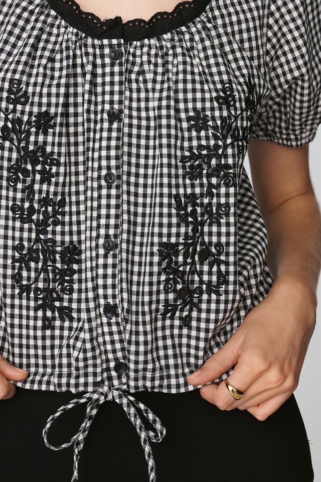 RAISONNEL Embroidered Puff-Sleeve Blouse #1