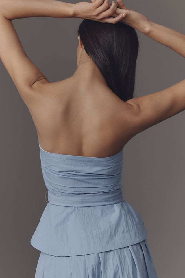 &.Layered Strapless Tie-Waist Blouse #2
