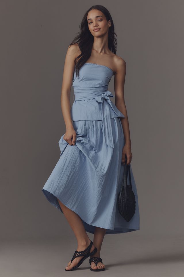 &.Layered Strapless Tie-Waist Blouse #3