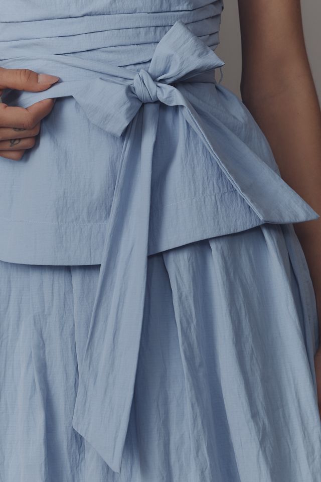&.Layered Strapless Tie-Waist Blouse #4