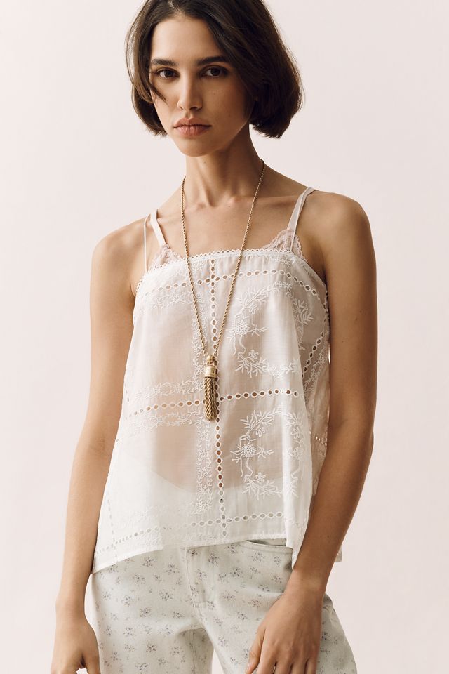 & Layered Sheer Eyelet Shirt | Anthropologie