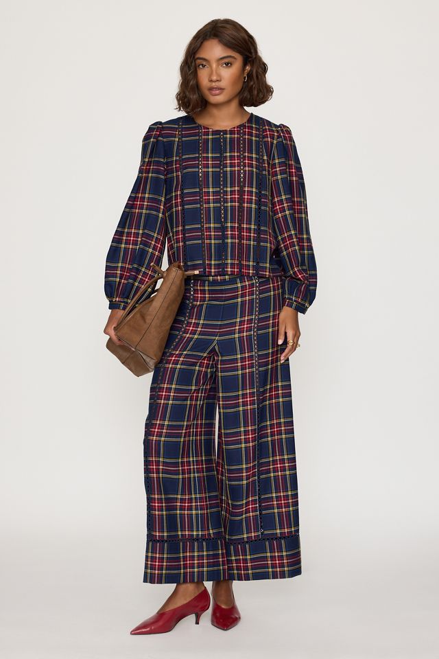 The Tiny Big Sister Check Puff-Sleeve Blouse #1