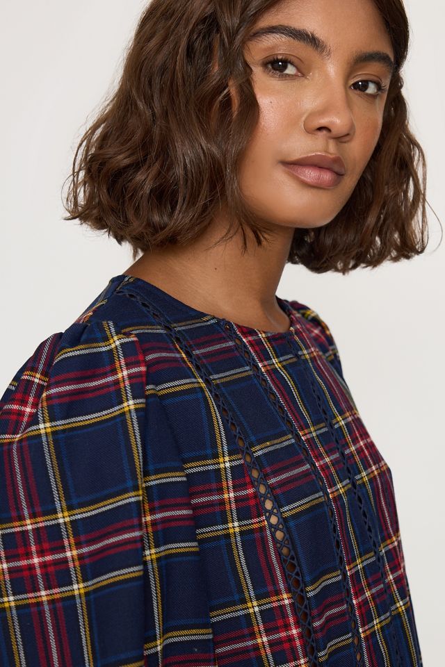 The Tiny Big Sister Check Puff-Sleeve Blouse #2