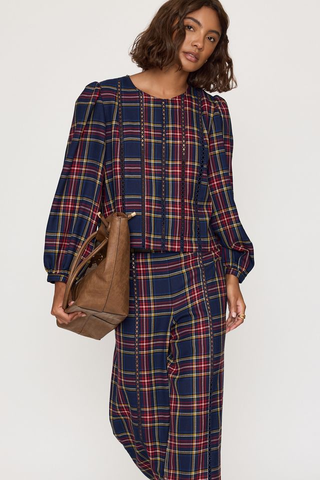 The Tiny Big Sister Check Puff-Sleeve Blouse #3