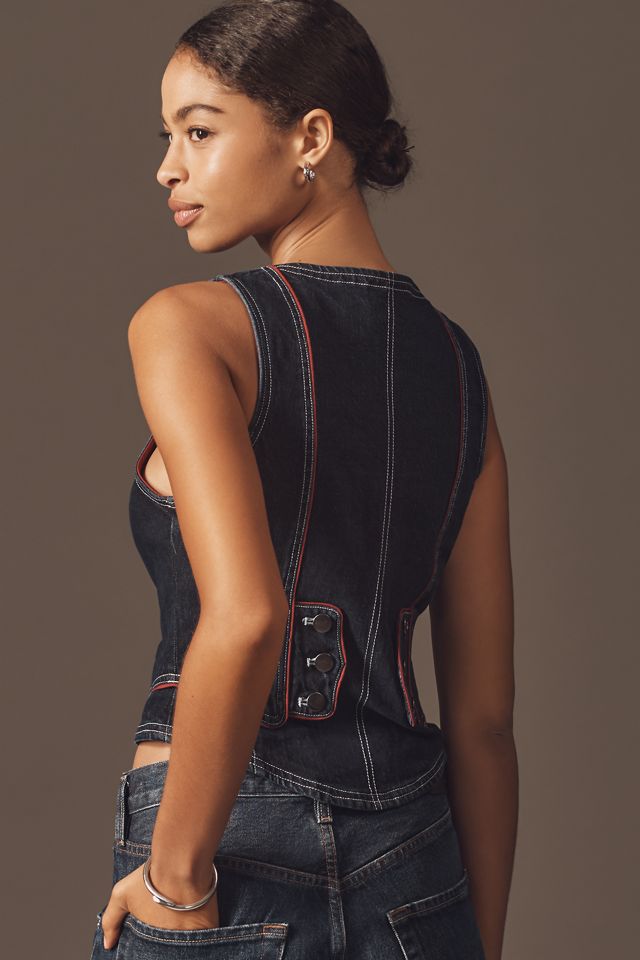 Pilcro Contrast Denim Vest #1
