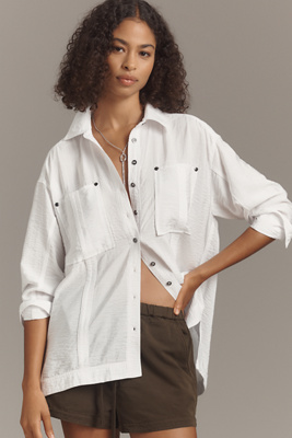 Pilcro Long-sleeve Utility Buttondown Shirt In White