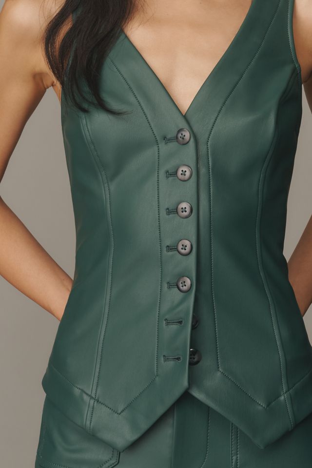 The Halsey Faux-Leather Slim Button-Front Vest #3