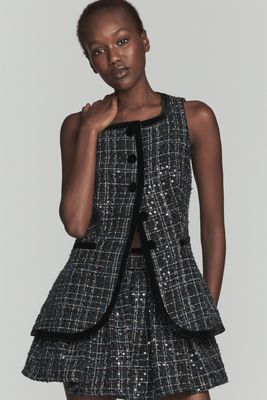 Pilcro Strong Shoulder Peplum Denim Vest | Anthropologie