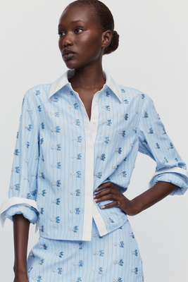 Maude Club Sabine Cotton Blend Buttondown Shirt by Anthropologie