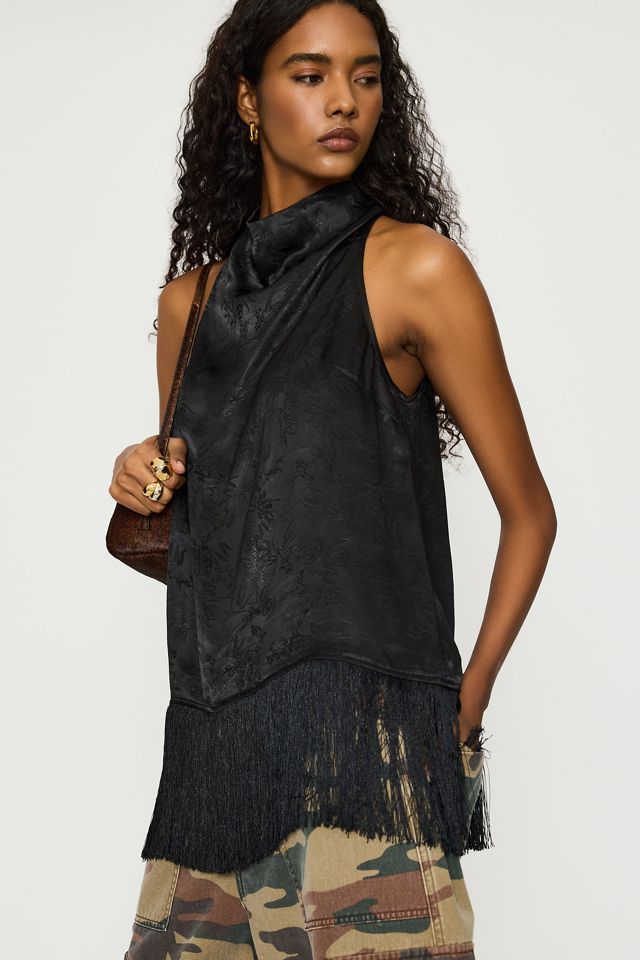 By Anthropologie Jacquard Halter Fringe Top #2