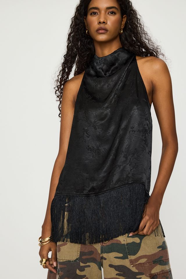 By Anthropologie Jacquard Halter Fringe Top #3