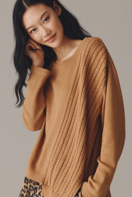 Wilt Crew-neck Sweater Mix Sweatshirt In Brown