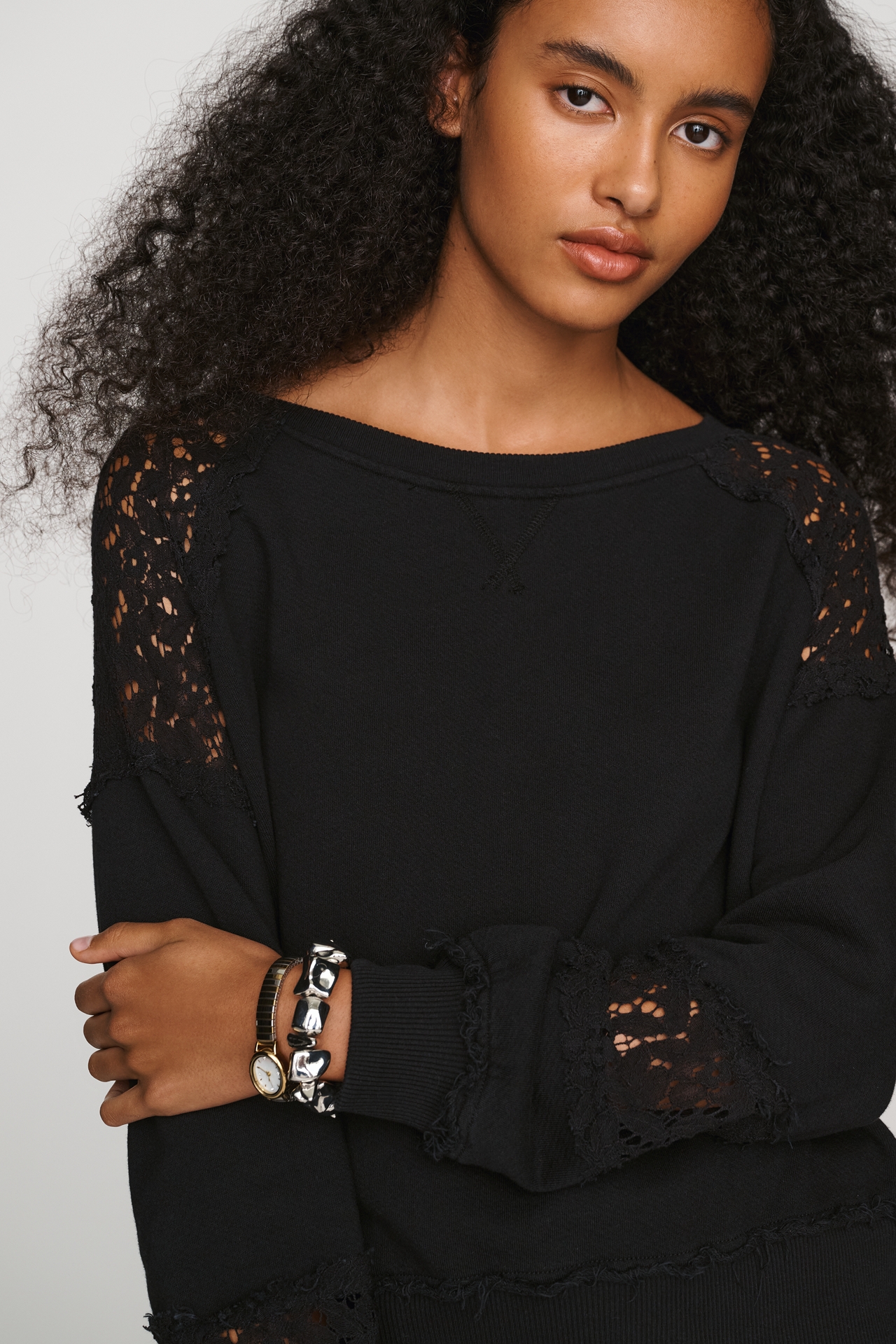 Wilt 100% Cotton Lace Long-Sleeve Top