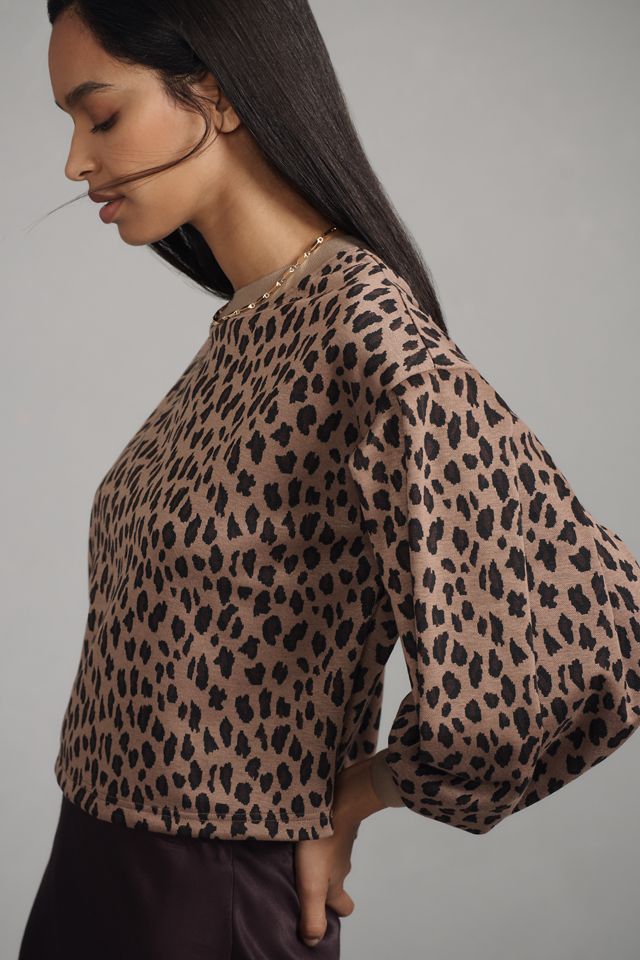 Blue Tassel Balloon-Sleeve Cheetah Sweatshirt #2