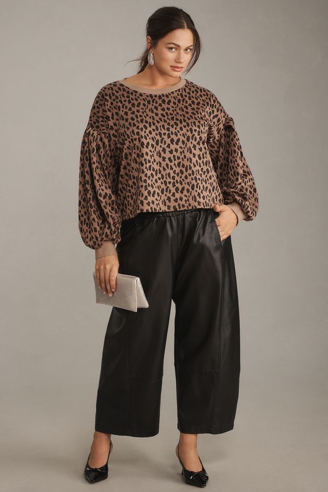 Blue Tassel Balloon-Sleeve Cheetah Sweatshirt #6
