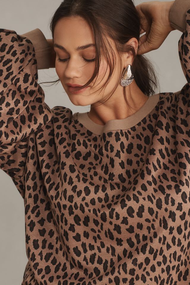 Blue Tassel Balloon-Sleeve Cheetah Sweatshirt #7