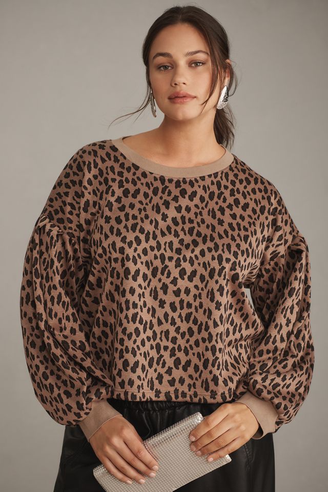 Blue Tassel Balloon-Sleeve Cheetah Sweatshirt #4