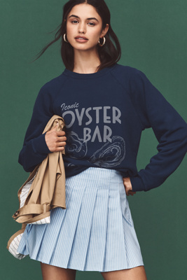 Retro Brand Oyster Bar Graphic Sweatshirt In Blue