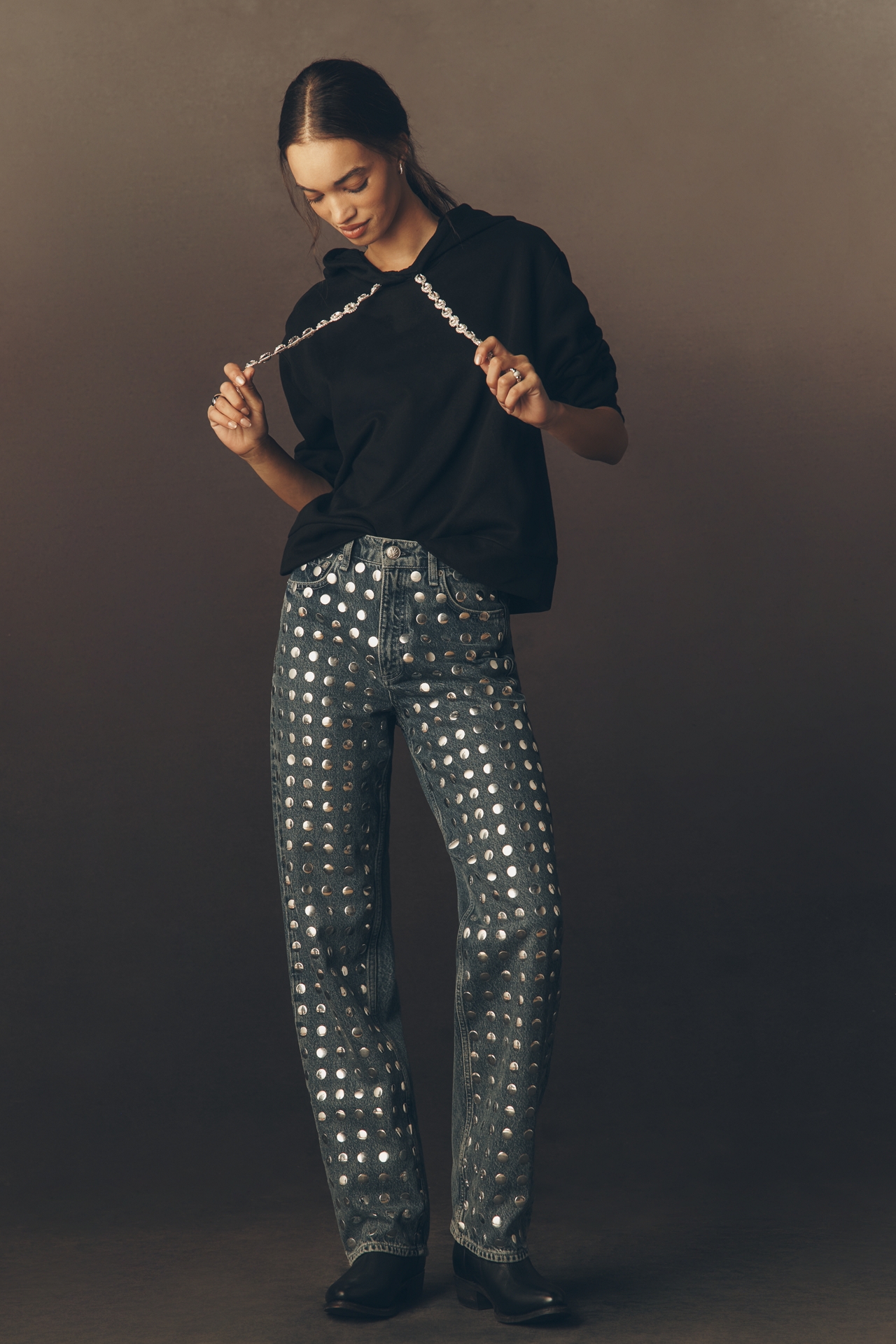 By Anthropologie Rhinestone Hooded Sweatshirt