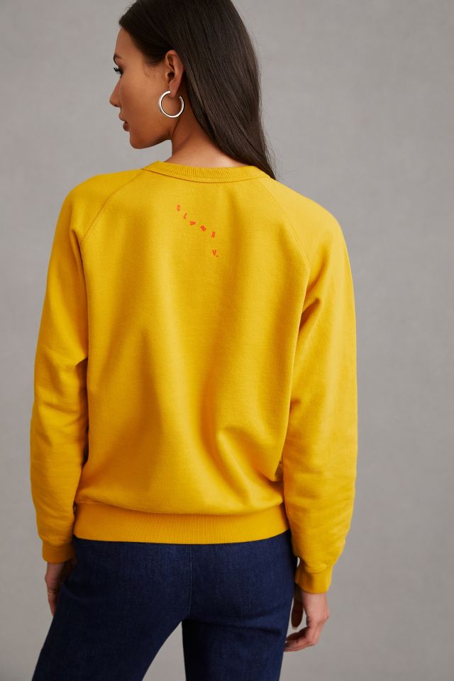 Clare V. Graphic Print Crew Neck Sweatshirt - Yellow Tops, Clothing -  W2436348