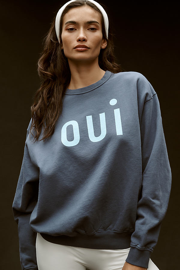 Clare V Oui Oversized Sweatshirt In Blue